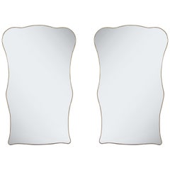 Pair of Italian 1950's Brass Shaped Wall Mirrors