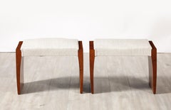 Coppia di sgabelli italiani in legno di radica degli anni '50