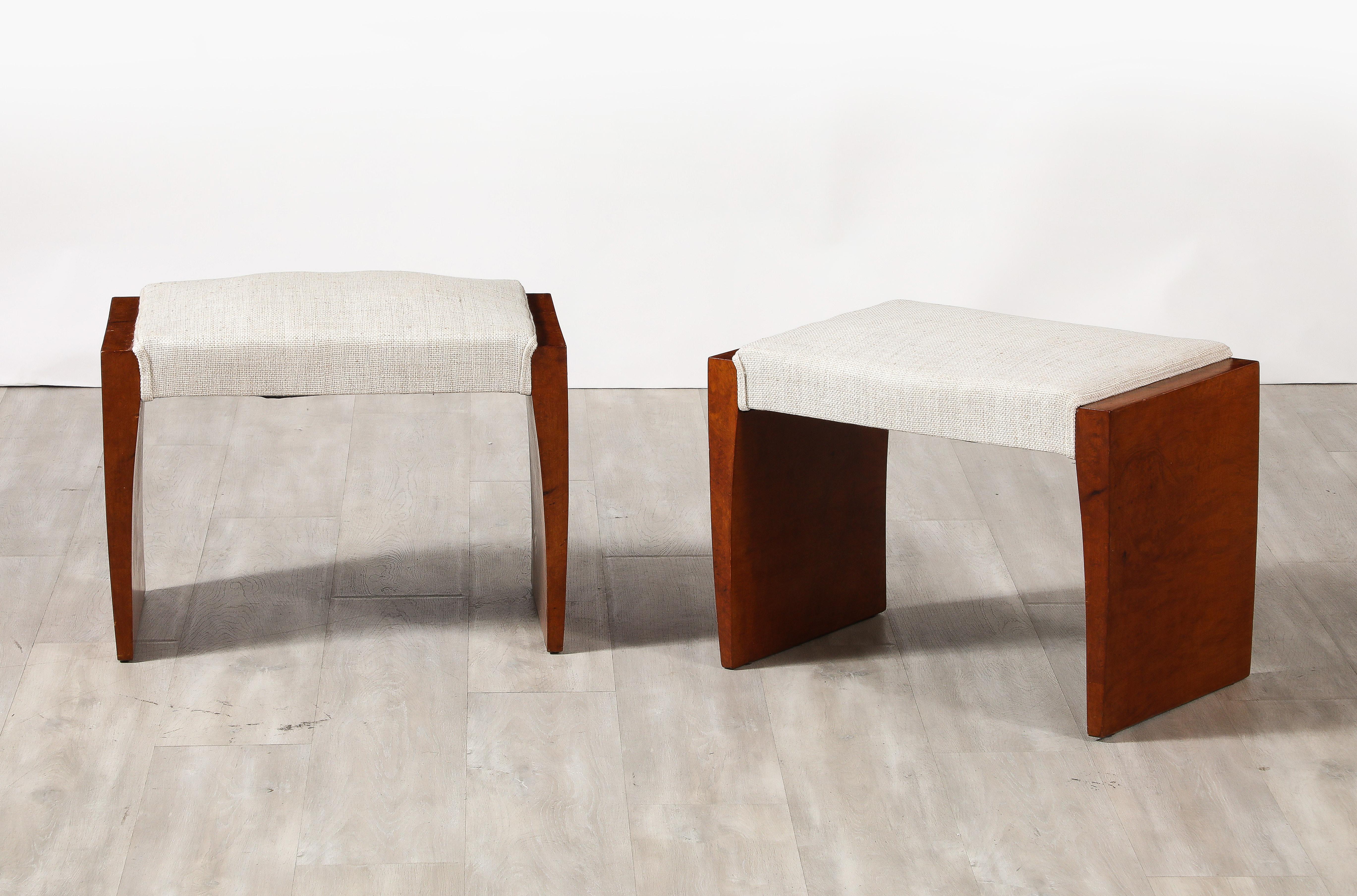 Mid-Century Modern Pair of Italian 1950's Briar Wood Stools For Sale