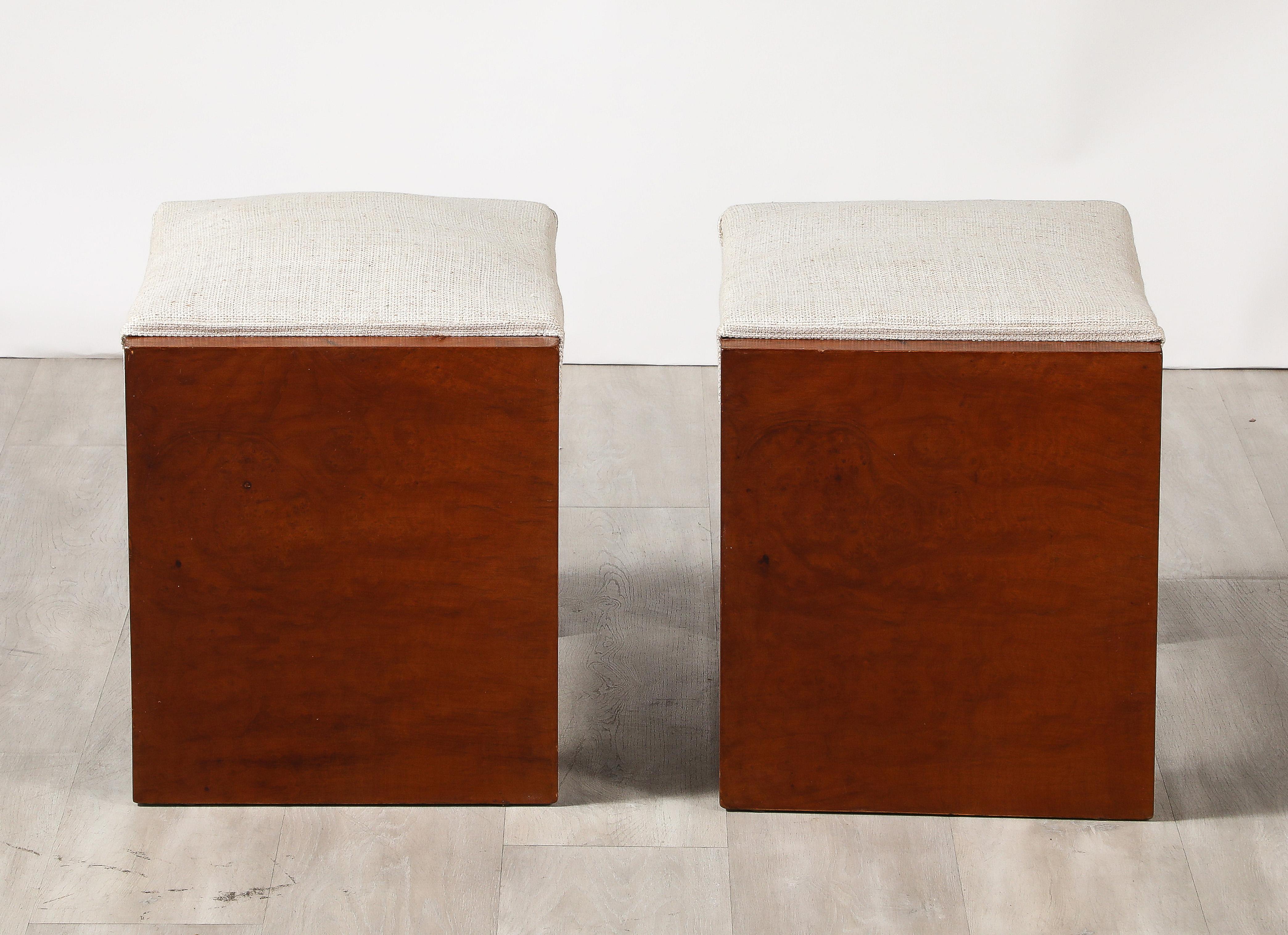 Pair of Italian 1950's Briar Wood Stools In Good Condition For Sale In New York, NY