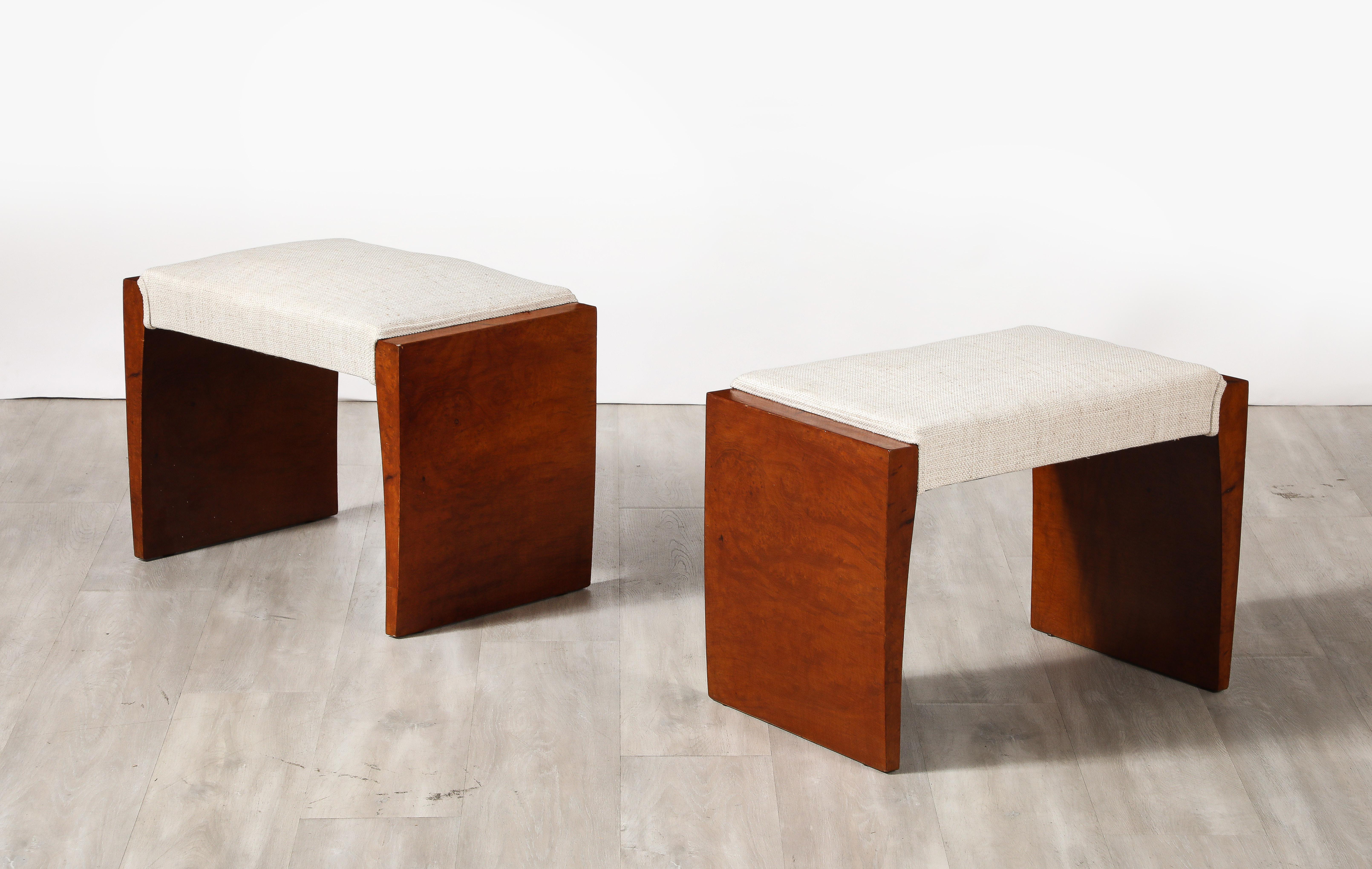 Mid-20th Century Pair of Italian 1950's Briar Wood Stools For Sale