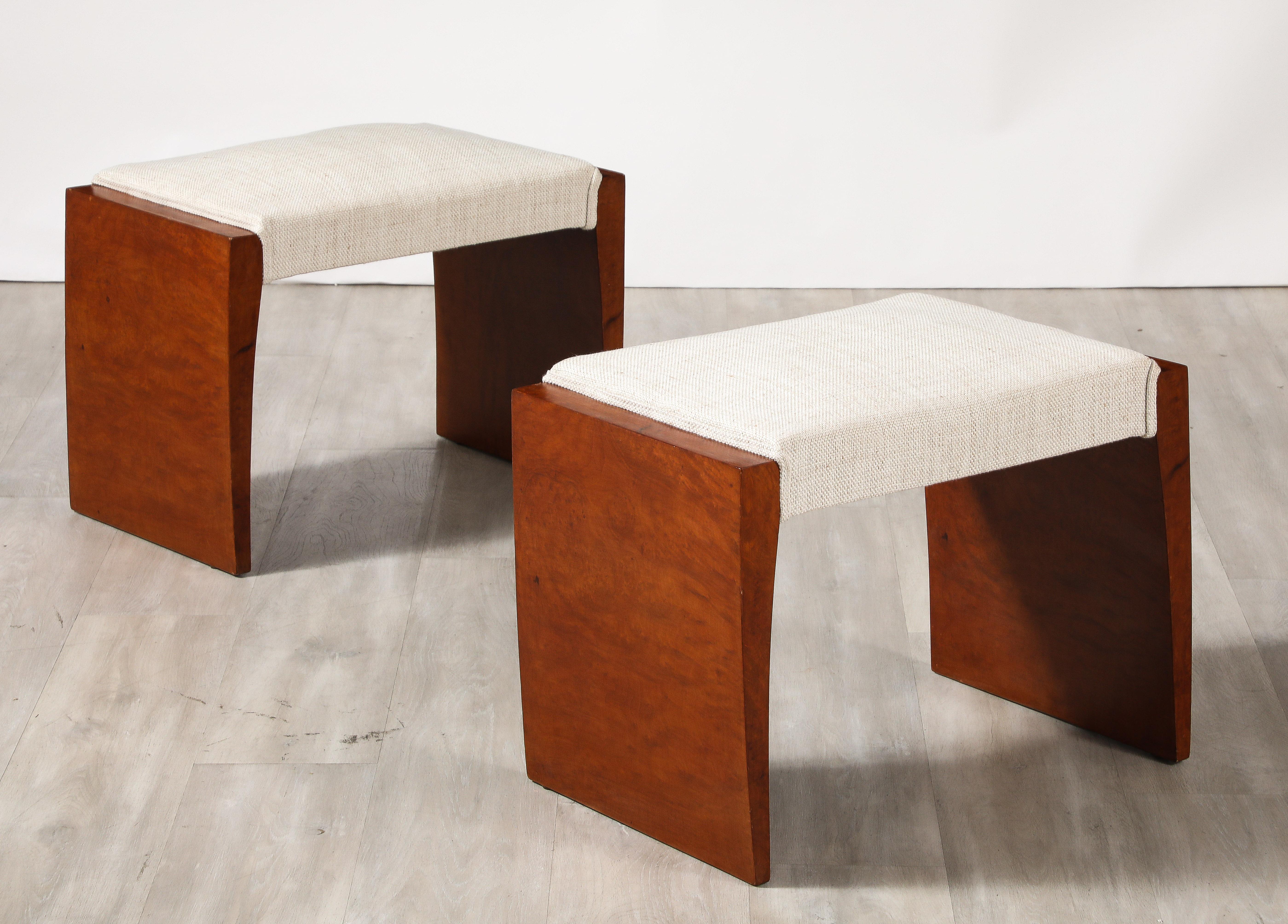 Pair of Italian 1950's Briar Wood Stools For Sale 1