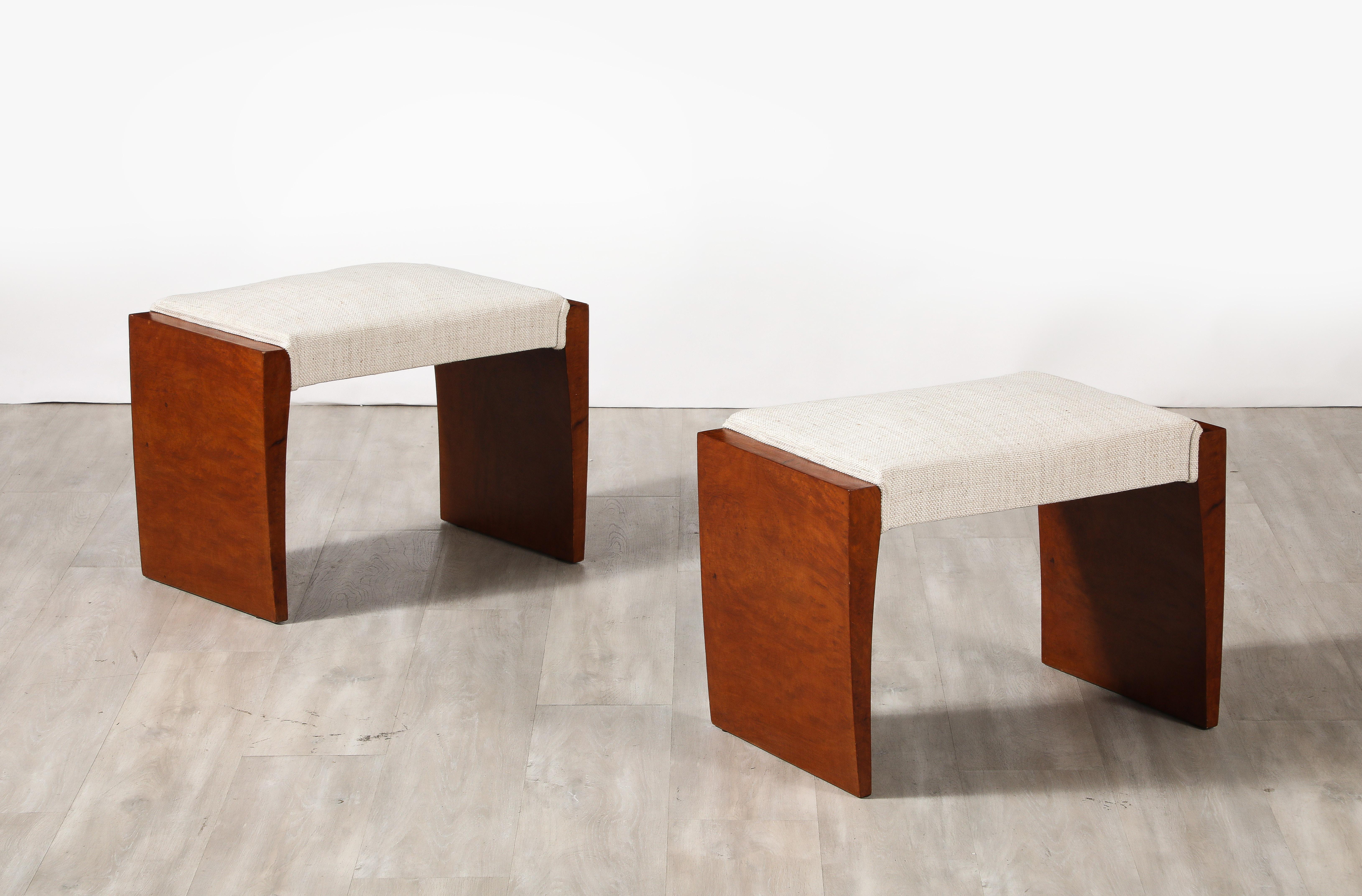 Pair of Italian 1950's Briar Wood Stools For Sale 2