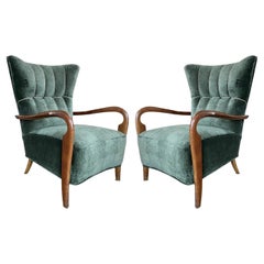 Pair of Italian 1950s Chairs Made of Walnut