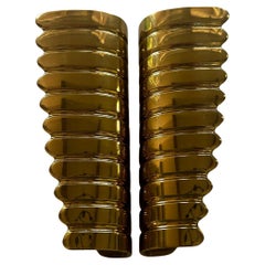 Pair of Italian 1950s Gilt Brass Door Handles