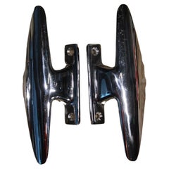 Pair of Italian 1950s Handles in Chromed Brass Airplane Tail Silver