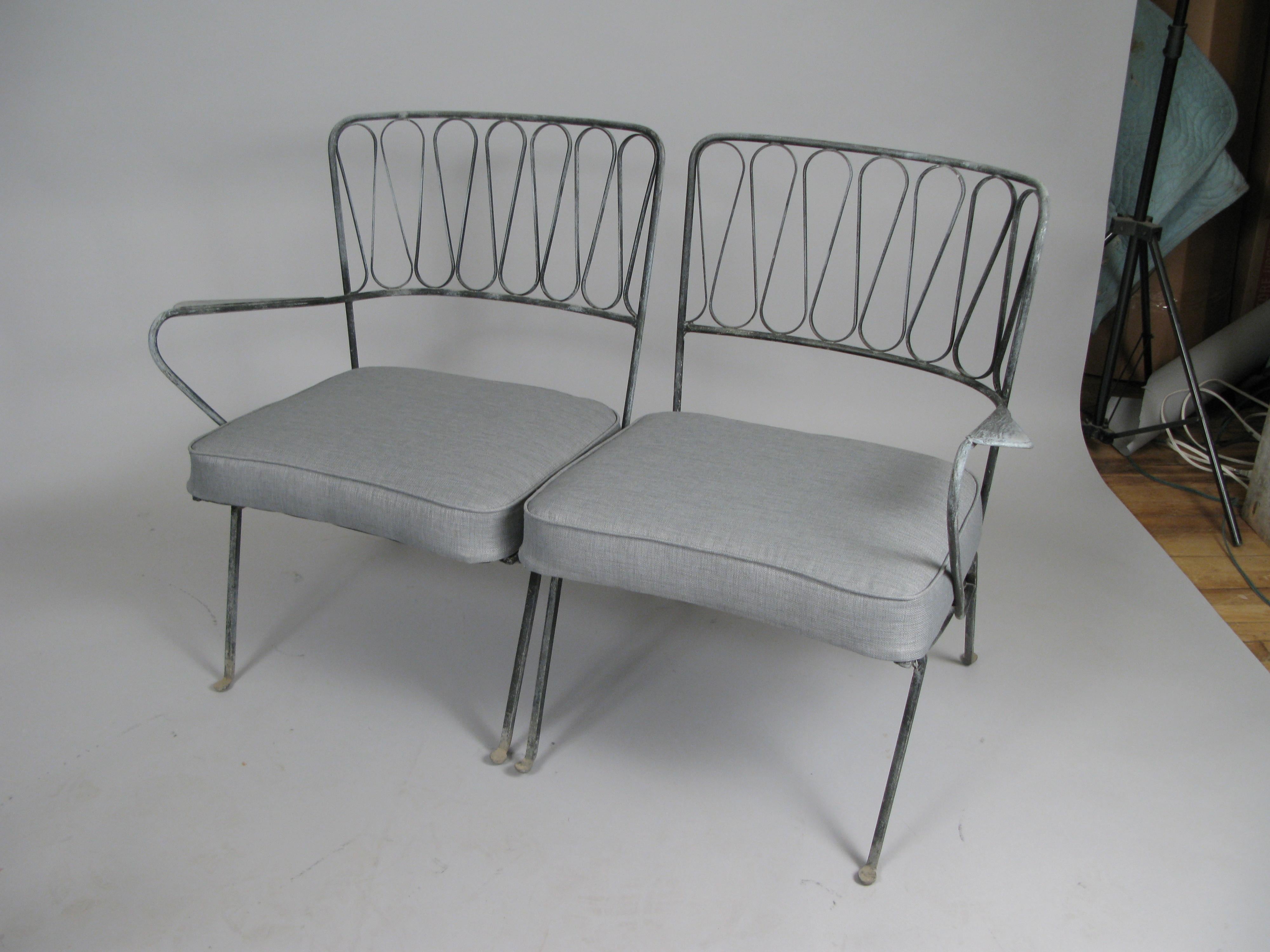 Pair of Italian 1950s Lounge Chairs and Table by Salterini 4