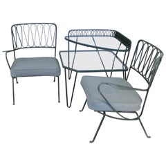 Vintage Pair of Italian 1950s Lounge Chairs and Table by Salterini