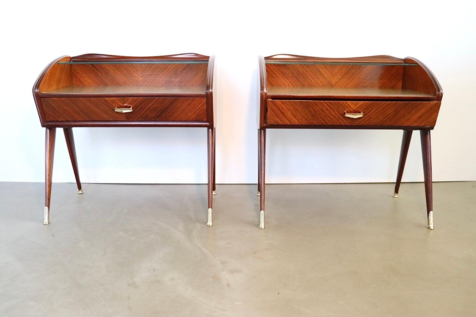 Pair of Italian 1950's Night Stands Bed Side Tables by Paolo Buffa For Sale 1