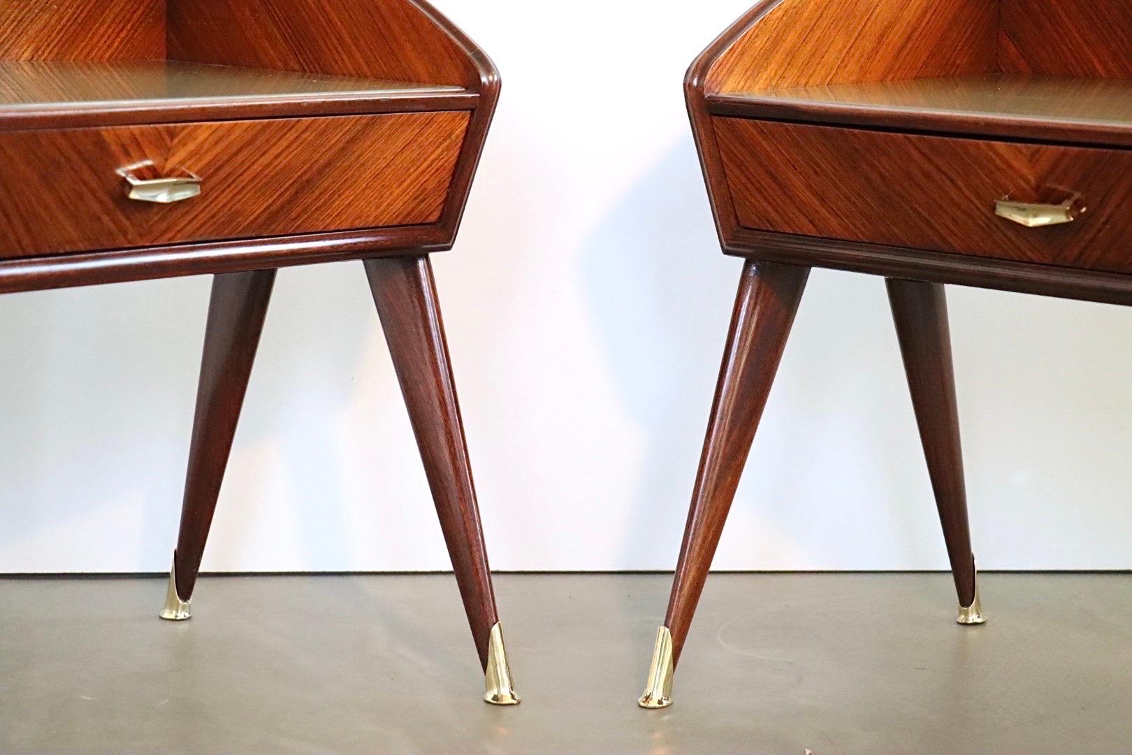 Pair of Italian 1950's Night Stands Bed Side Tables by Paolo Buffa For Sale 2