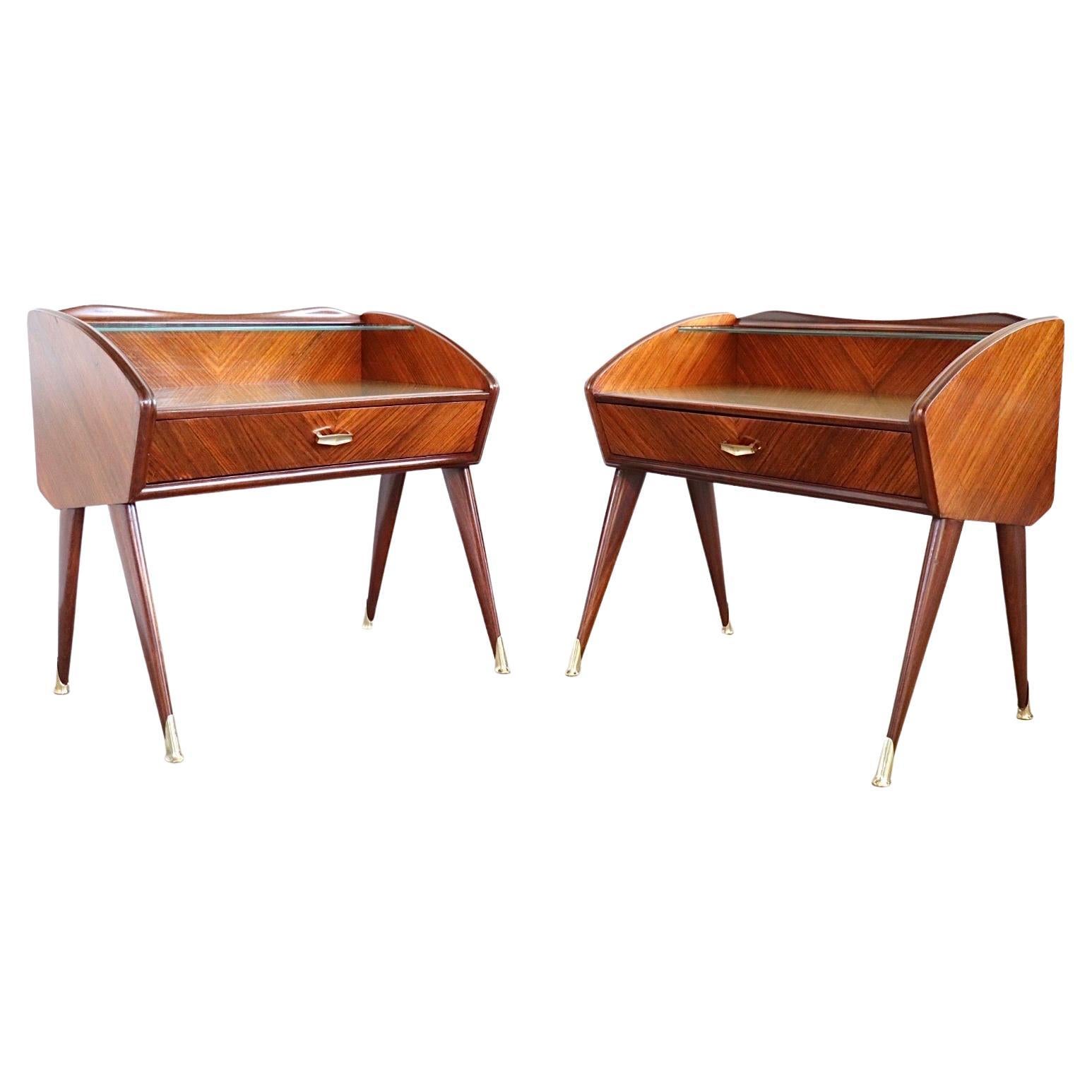 Pair of Italian 1950's Night Stands Bed Side Tables by Paolo Buffa