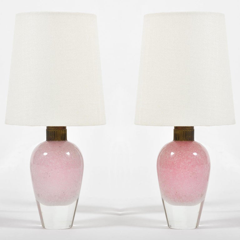 Pair of Italian 1950s Pink Glass Table Lamps at 1stdibs