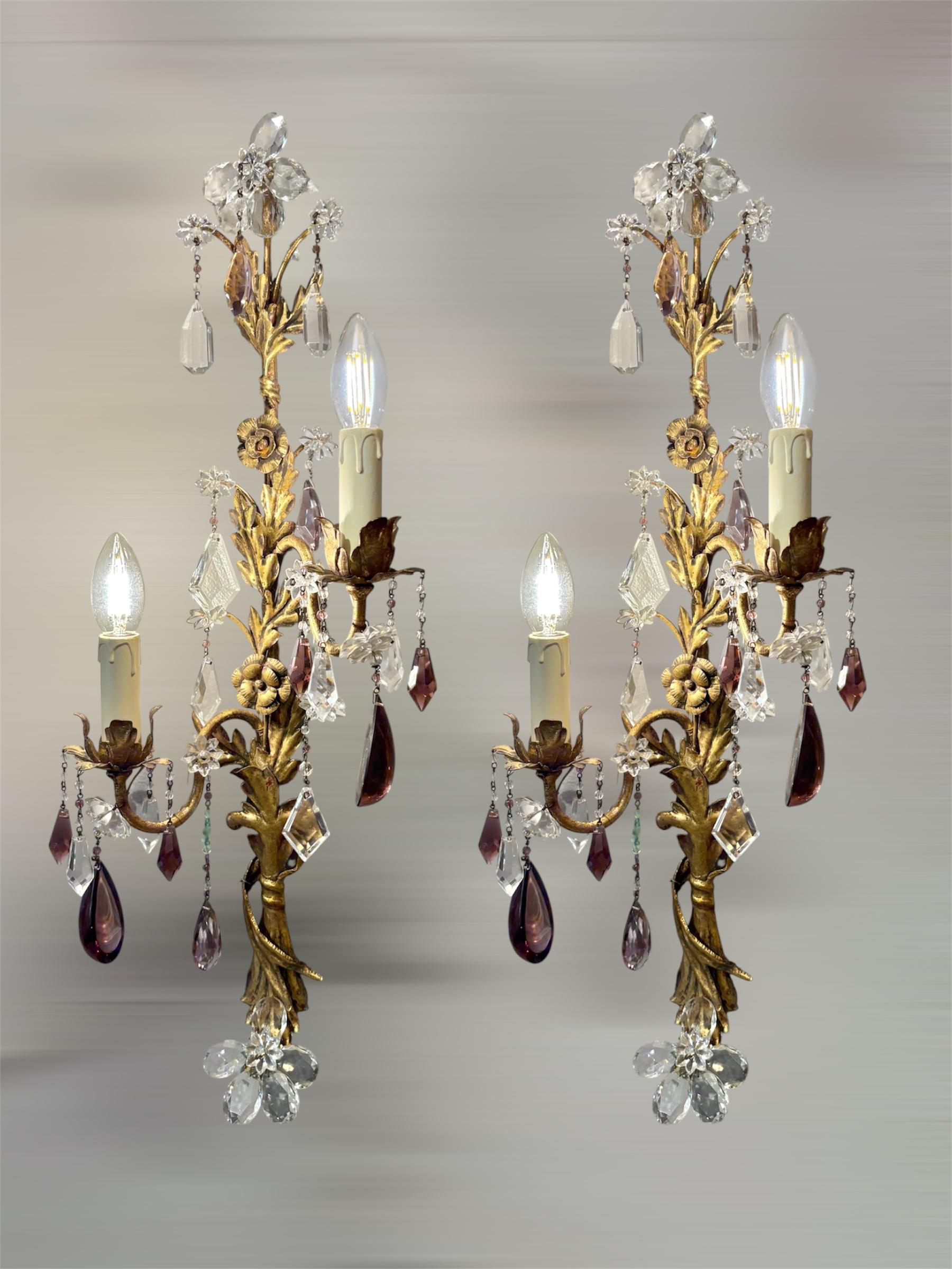 Mid-Century moderno Coppia di appliques italiane degli anni '50 in vendita