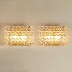 Pair of Italian 1950s Seguso Murano Glass and Brass Wall Lights