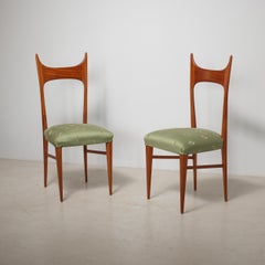 Pair of Italian 1950s Side Chairs in Restored Wood — 2 Sets Available