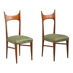 Coppia di poltroncine italiane degli anni '50 in legno esotico - Finitura gommalacca restaurata