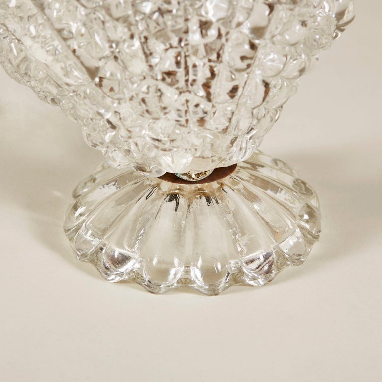 Pair of Italian 1950s Small Glass Table Lamps For Sale at 1stDibs