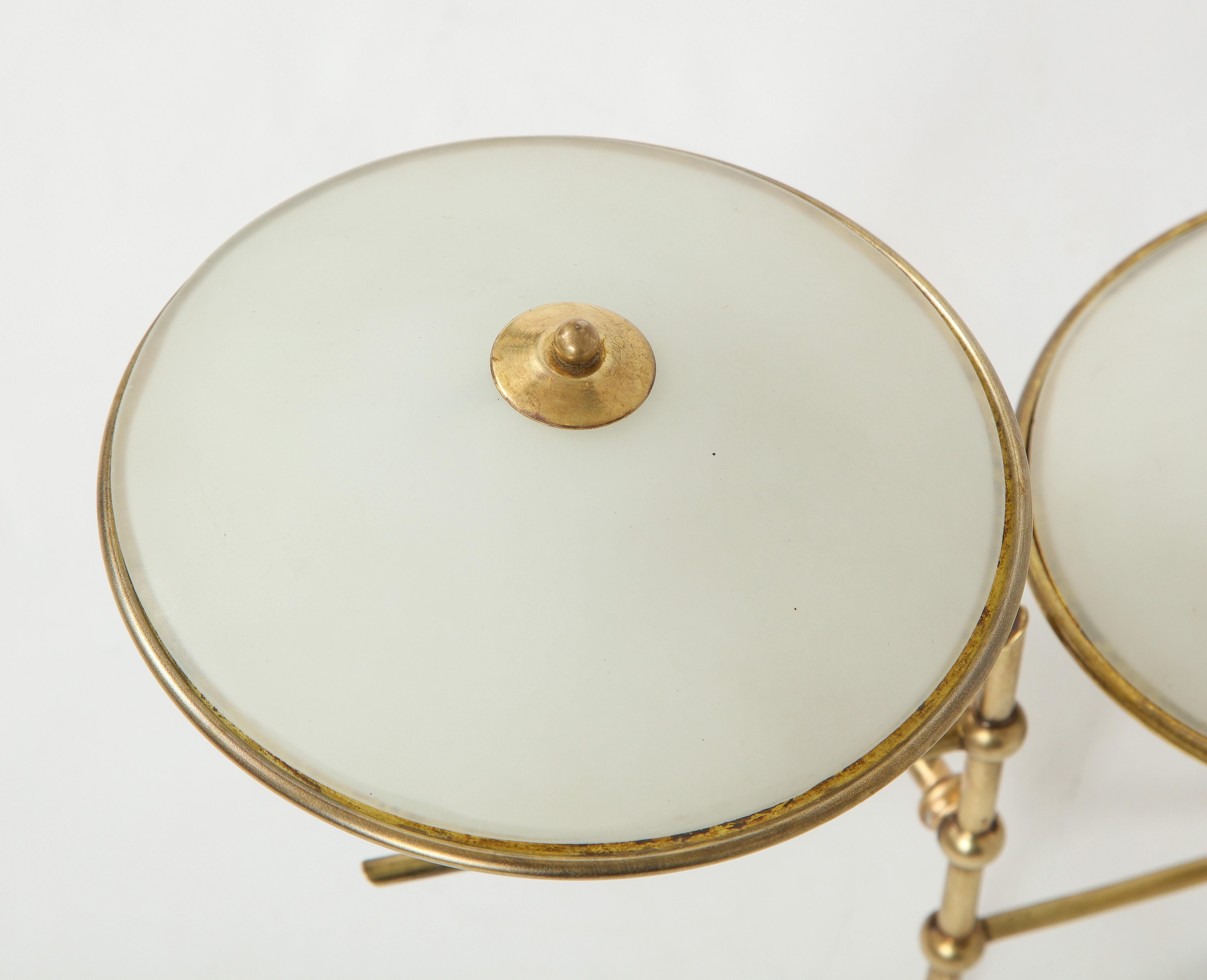 Pair of Italian 1950s Wall Sconces with Glass Shades For Sale 8