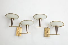 Pair of Italian 1950s Wall Sconces with Glass Shades