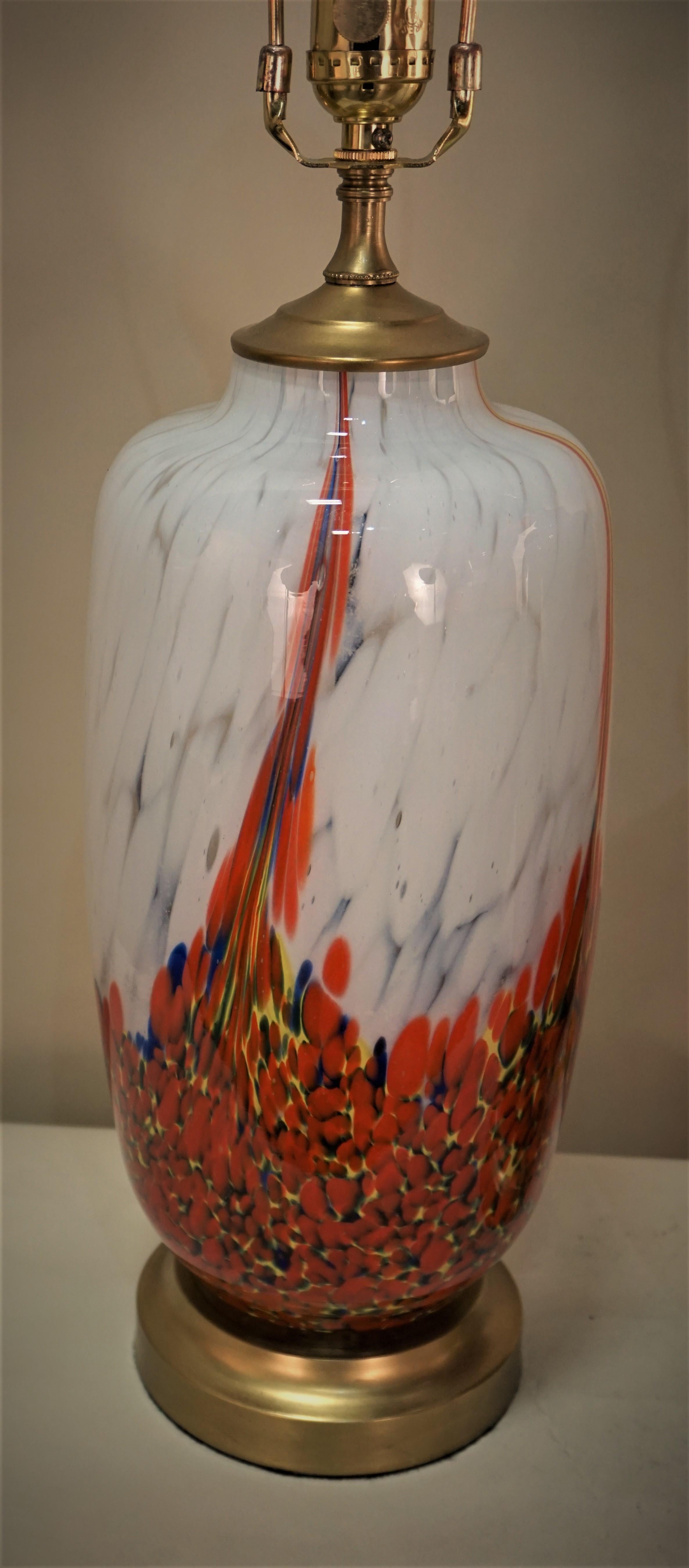 Mid-20th Century Pair of Italian 1960s Blown Glass Table Lamp