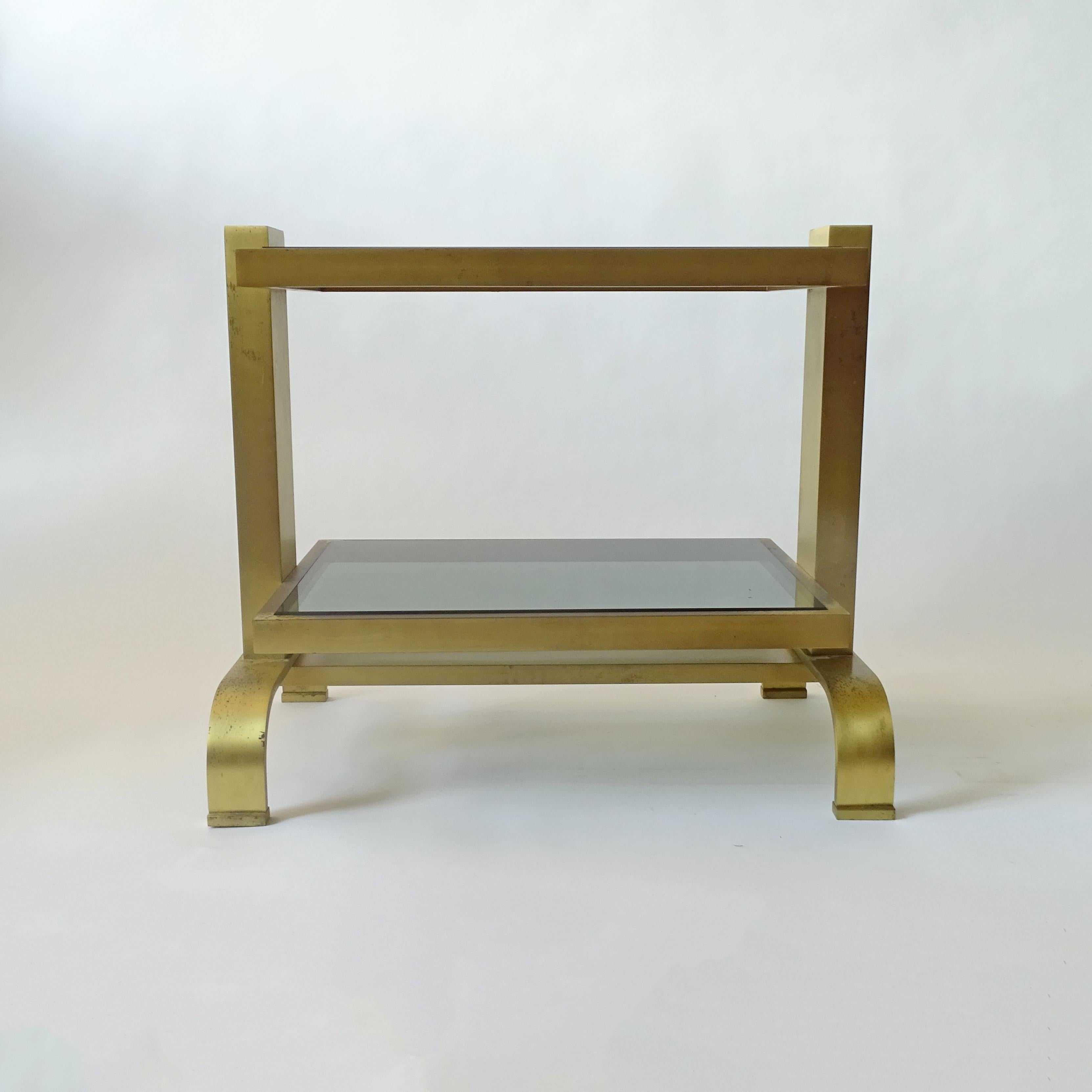Pair of Italian 1960s brass and glass bedside tables For Sale 4