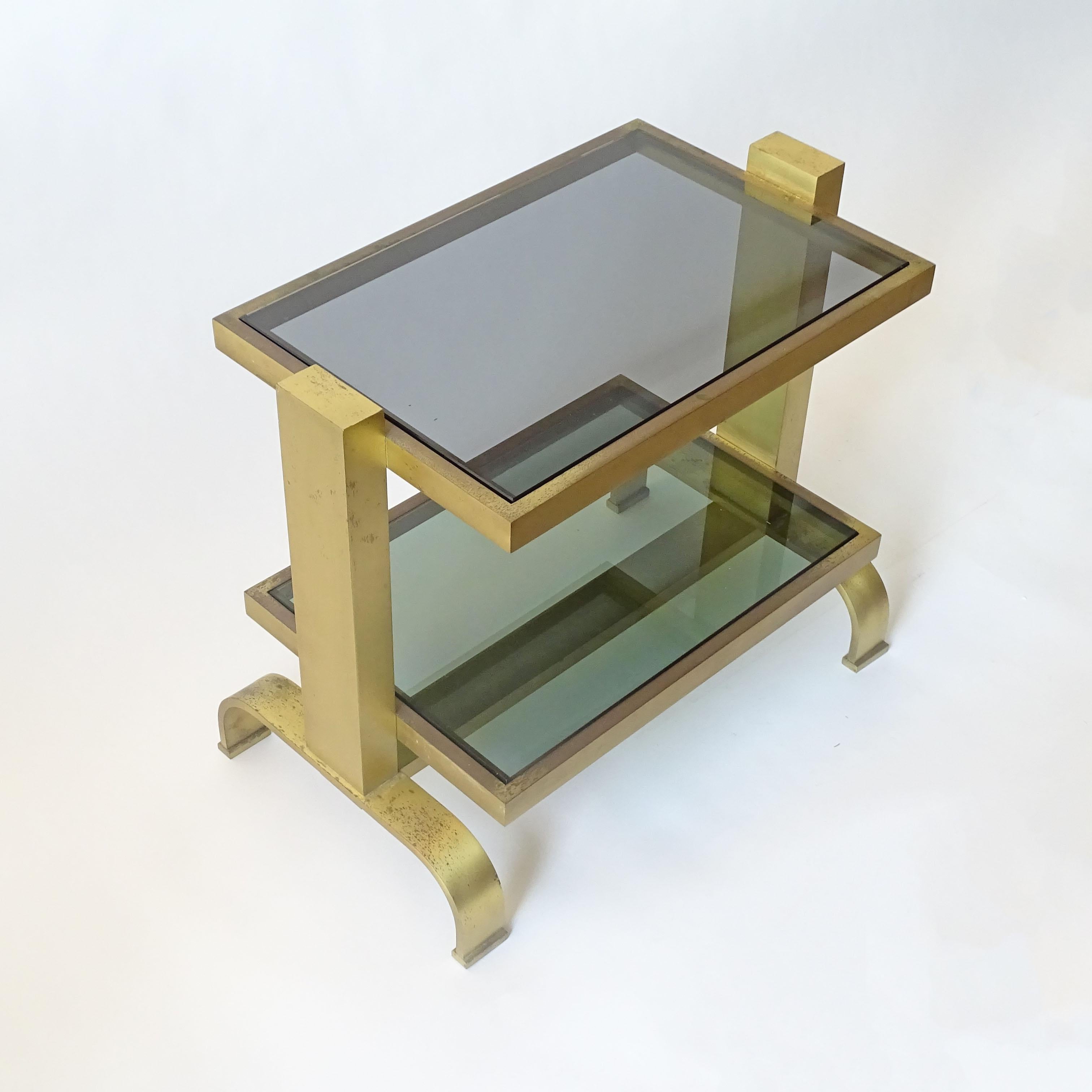 Pair of Italian 1960s brass and glass bedside tables For Sale 5
