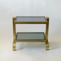 Pair of Italian 1960s brass and glass bedside tables