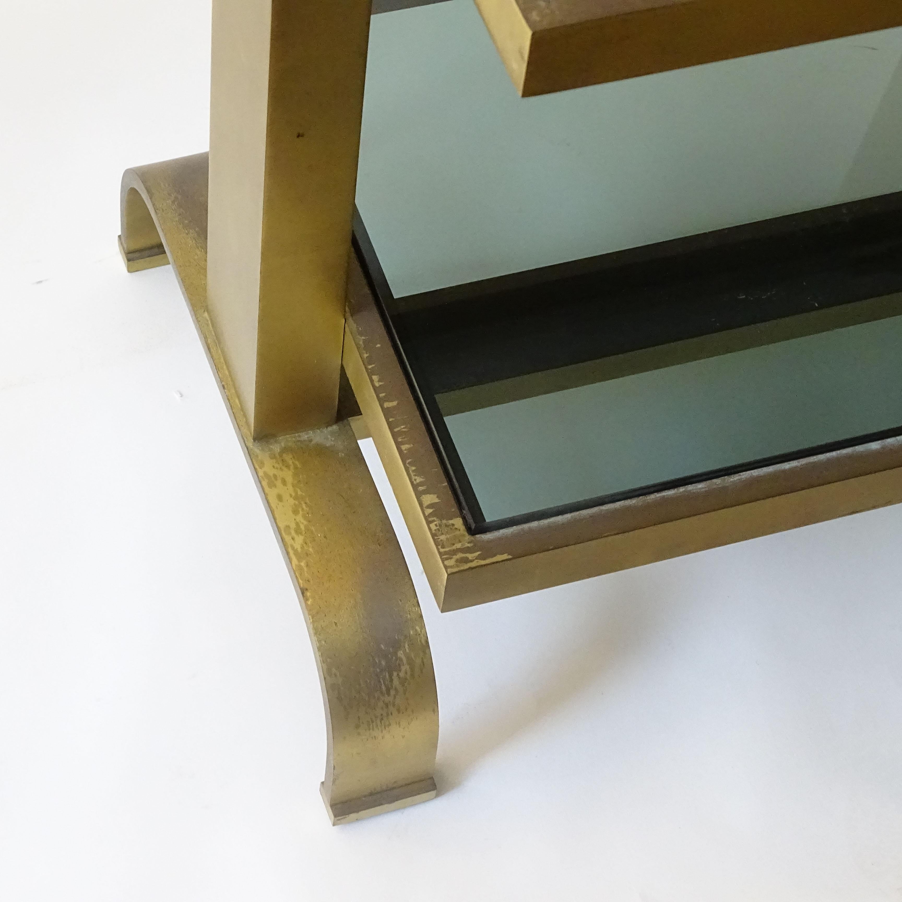 Pair of Italian 1960s brass and glass bedside tables For Sale 1