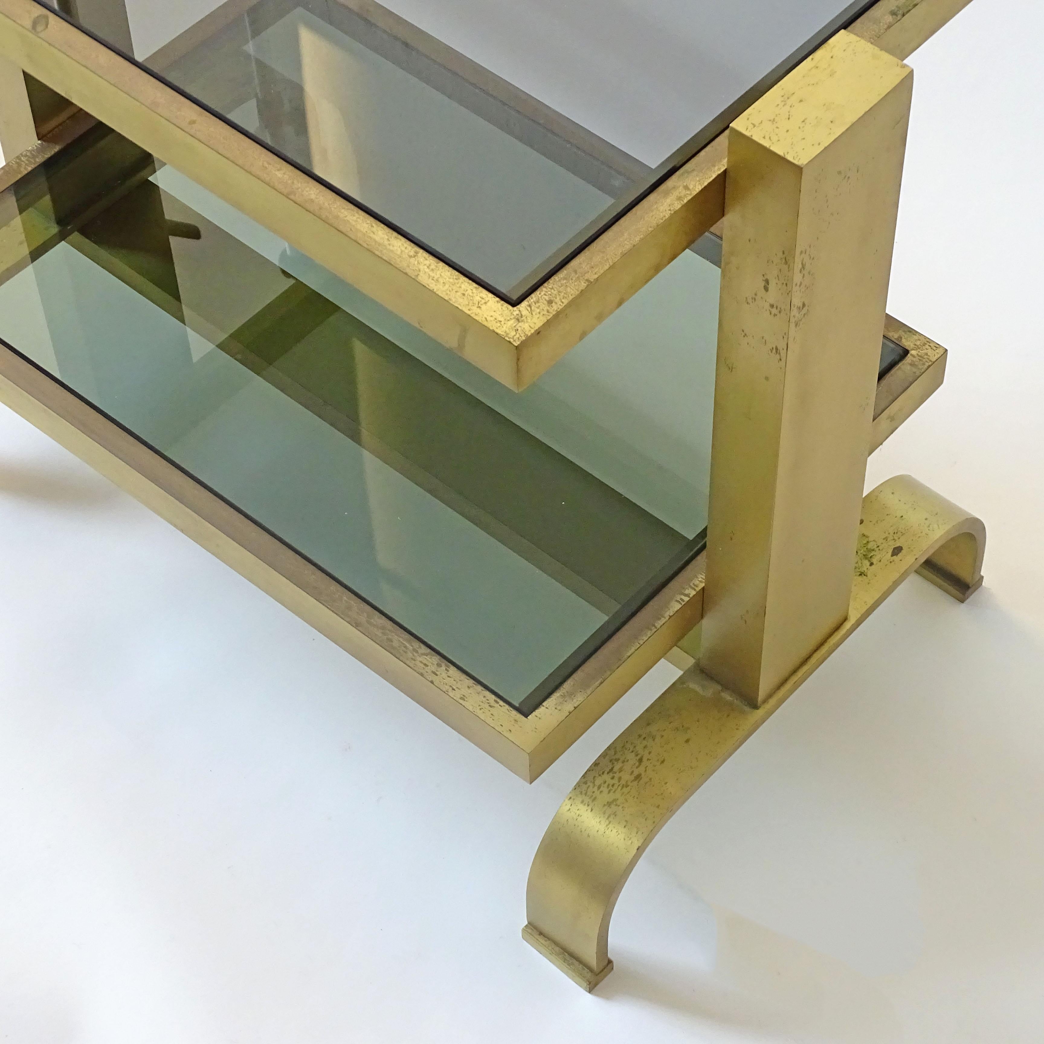 Pair of Italian 1960s brass and glass bedside tables For Sale 3