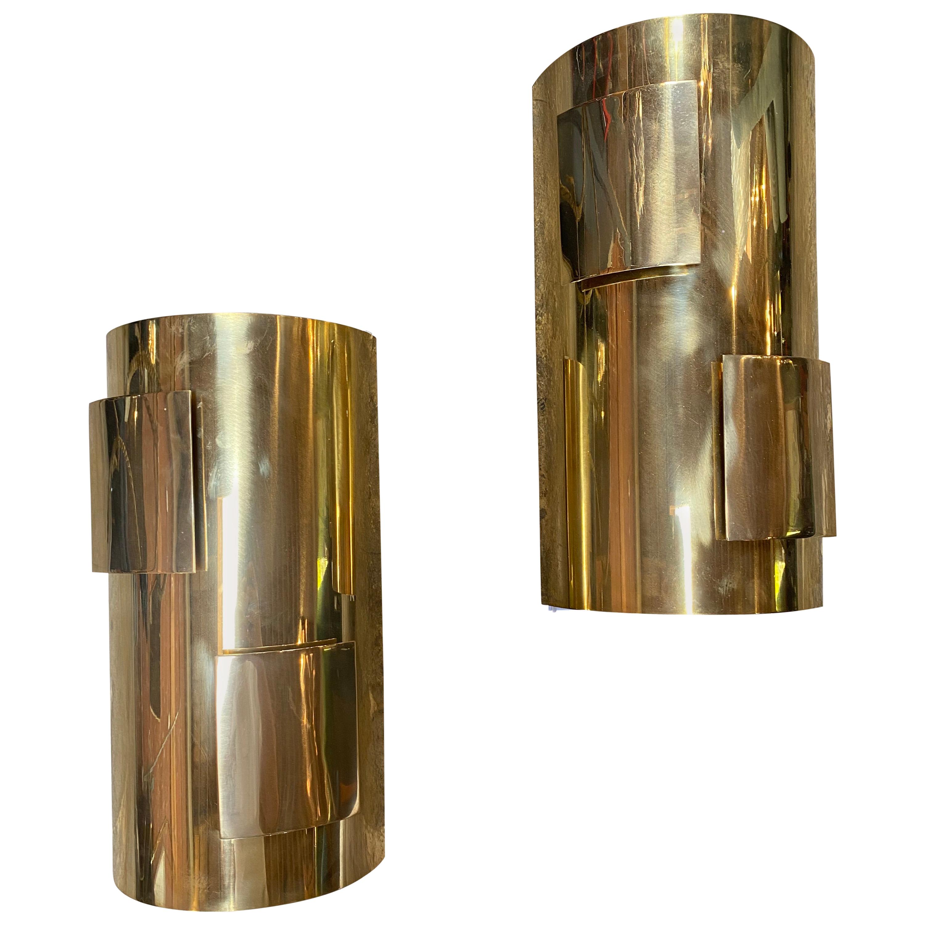 Pair of Italian 1960s Brass Sconces