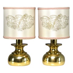 Pair of Italian 1960's Brass Table Lamps by Goffredo Reggiani