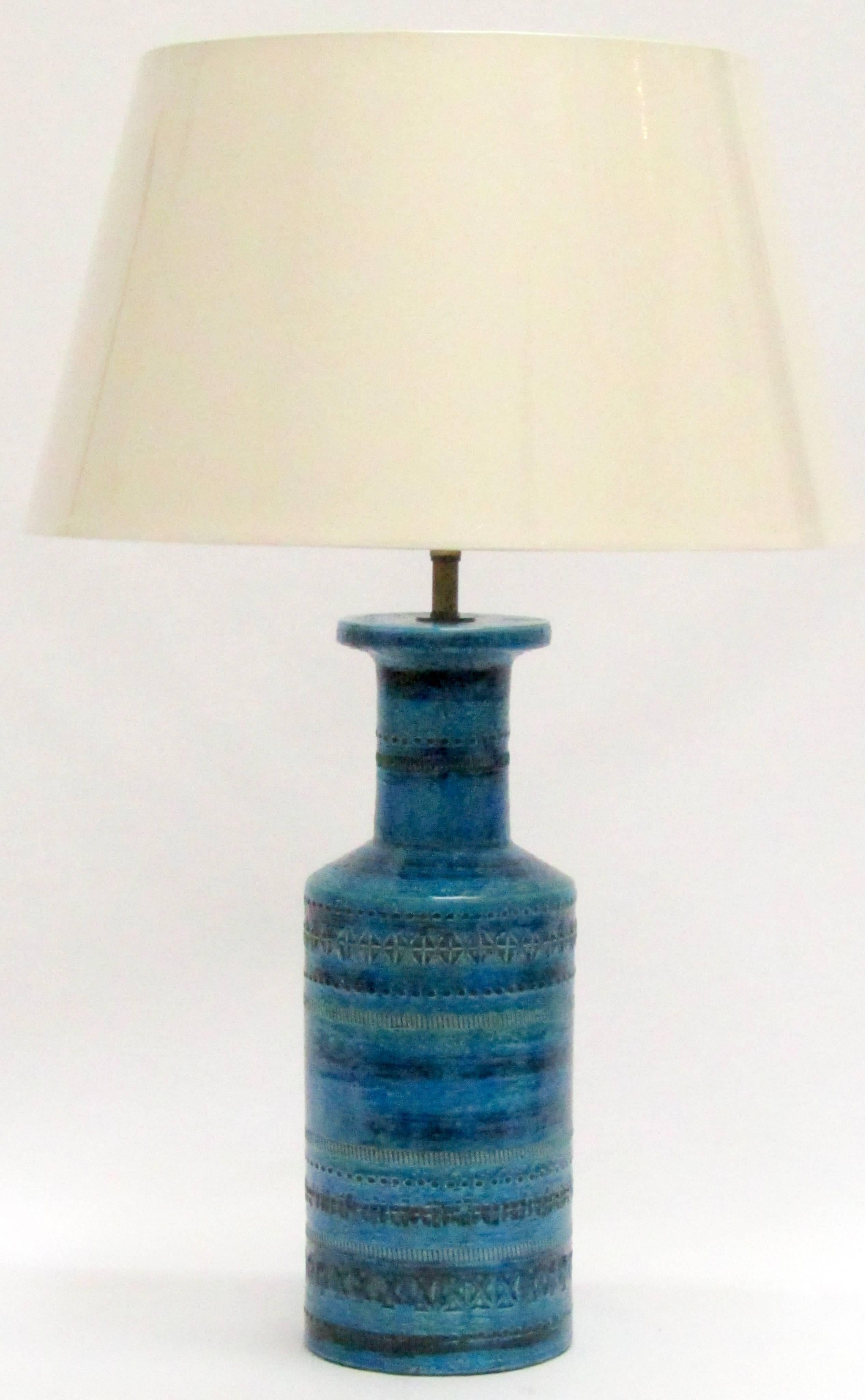 Mid-20th Century Pair of Italian 1960s Ceramic Bitossi Rimini Table Lamps For Sale