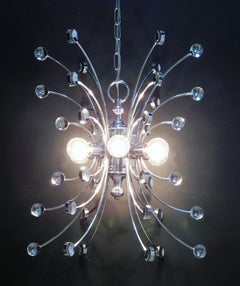 Paire de lampes à suspension Farfalla « papillon » en acier chromé des années 1960