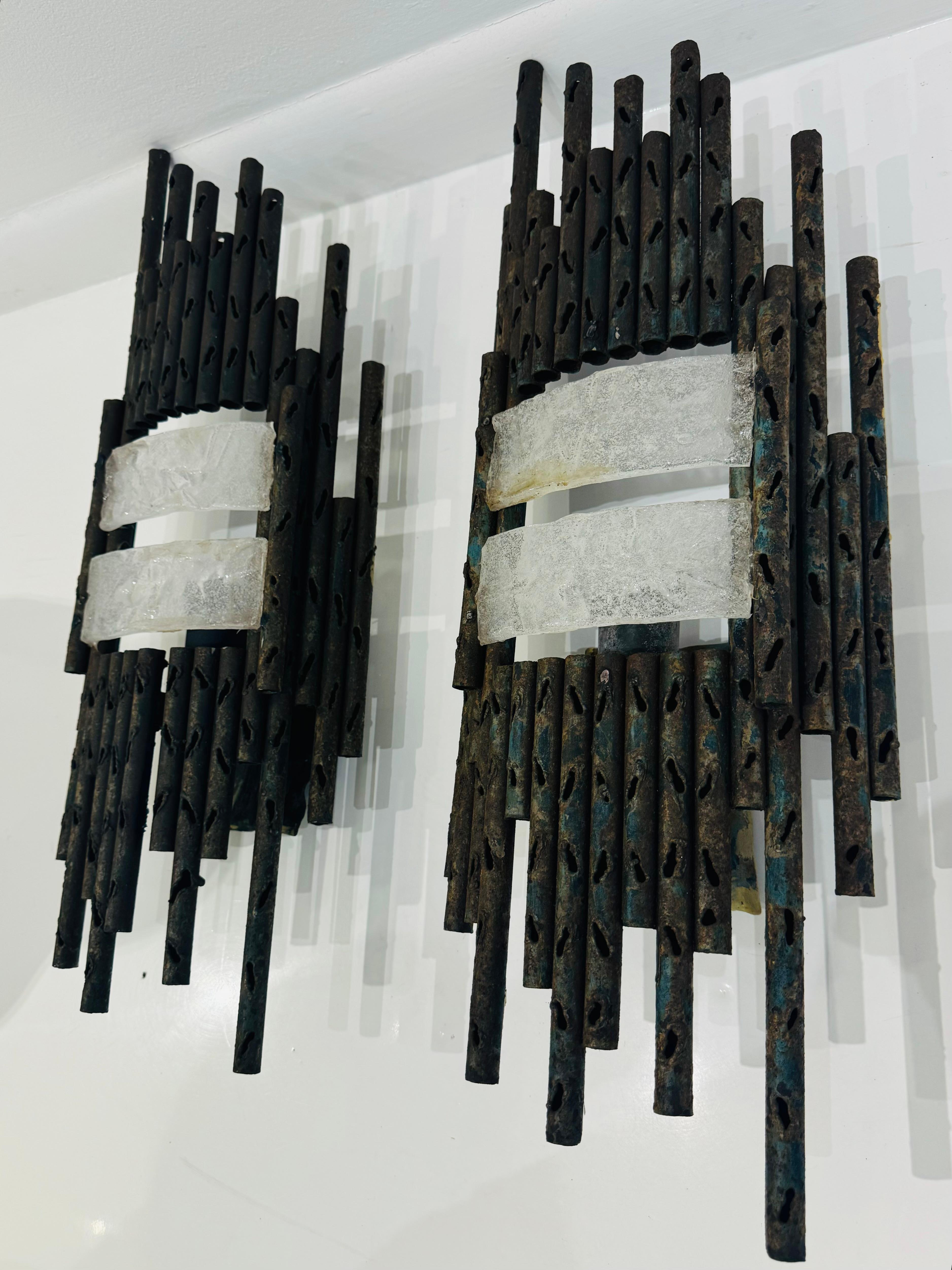 Pair of Italian 1960s Large Fantoni Mid Century Wall Lights For Sale 8