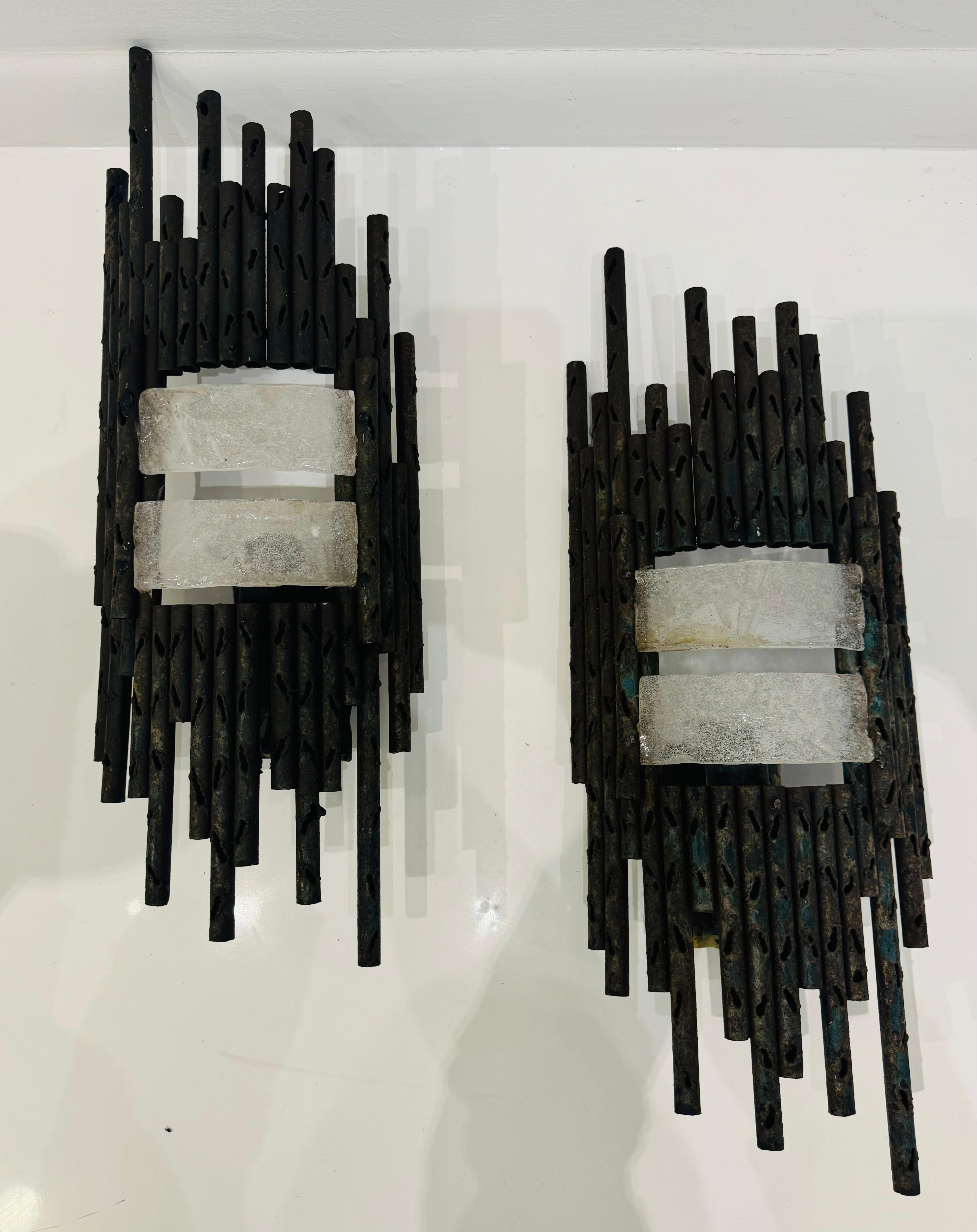 Pair of Italian 1960s Large Fantoni Mid Century Wall Lights In Excellent Condition For Sale In New York, NY