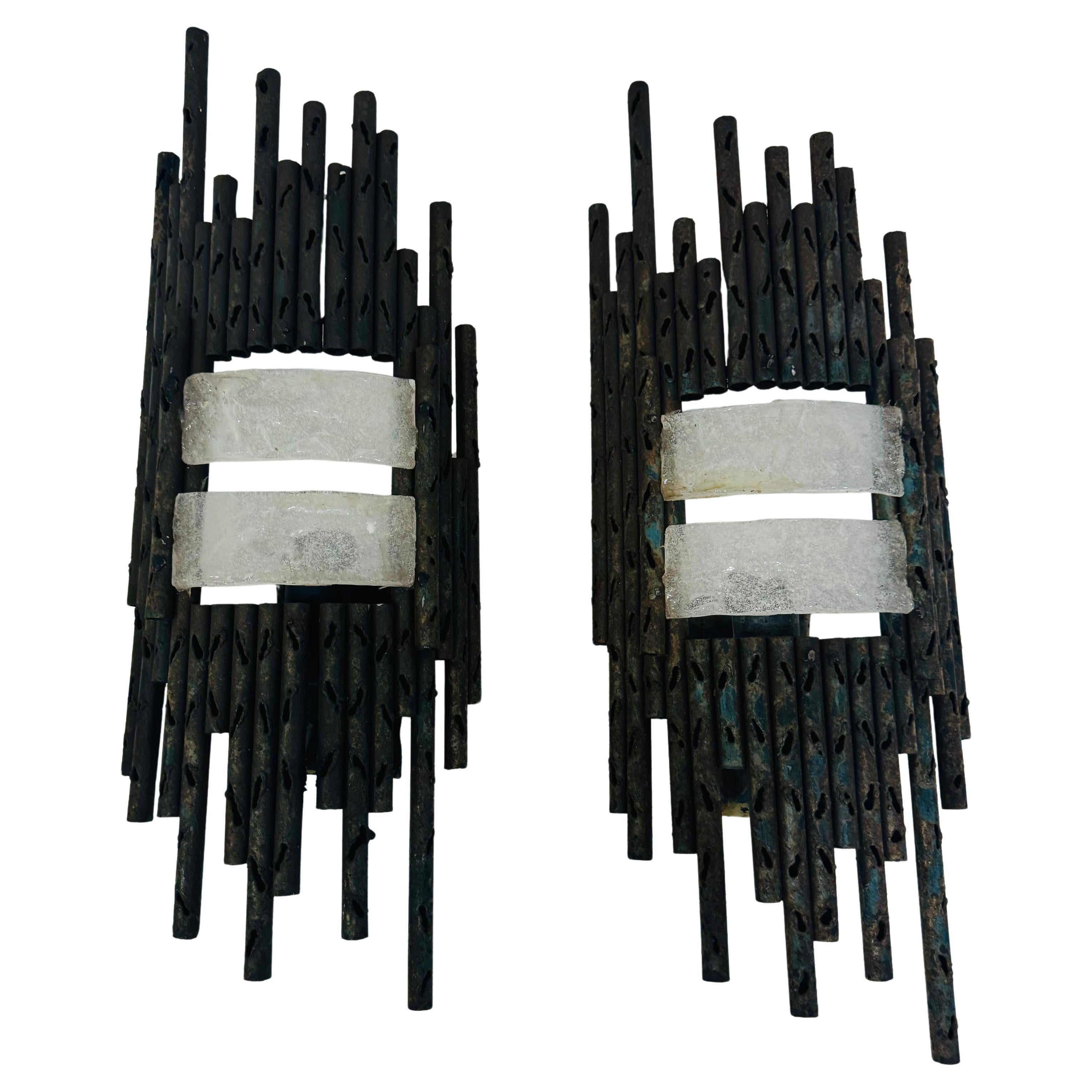 Pair of Italian 1960s Large Fantoni Mid Century Wall Lights