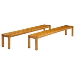 Pair of Italian 1960’s Oak Slat Benches