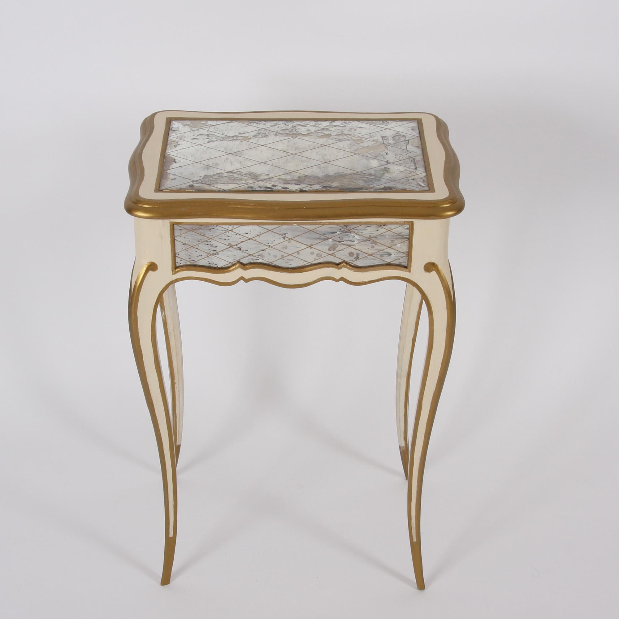 Pair of Italian 1960s Painted and Gilt Side Tables For Sale 2