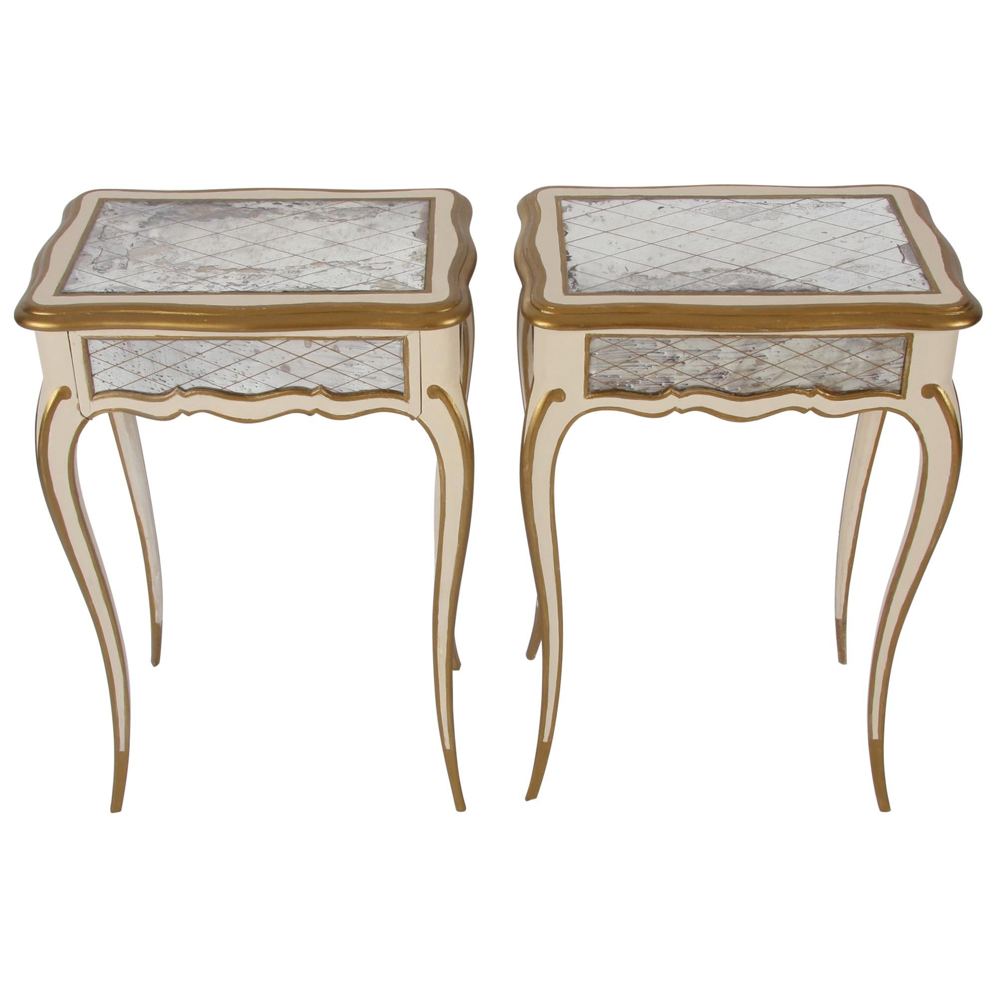 Pair of Italian 1960s Painted and Gilt Side Tables For Sale