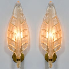 Pair of Italian 1960s Seguso Leaf Wall Lights