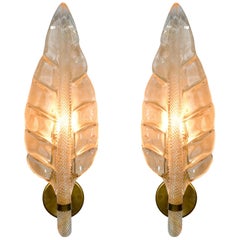 Pair of Italian 1960s Seguso Leaf Wall Lights
