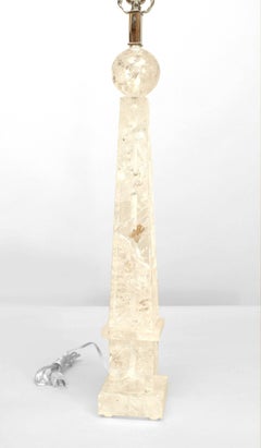 Pair of Italian Mid-Century Rock Crystal Table Lamps