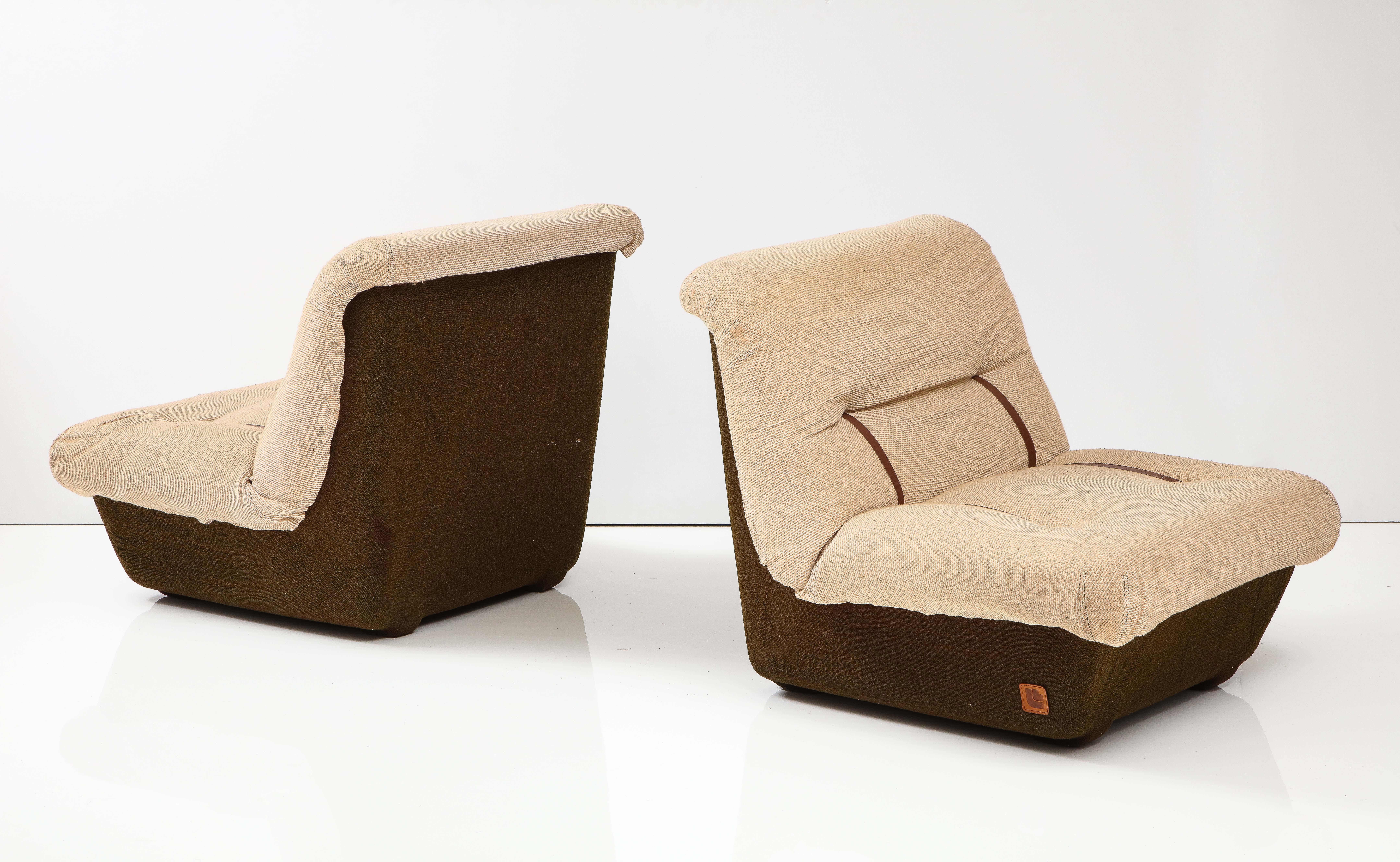 Pair of Italian 1970's Lounge Chairs by Lev & Lev For Sale 6