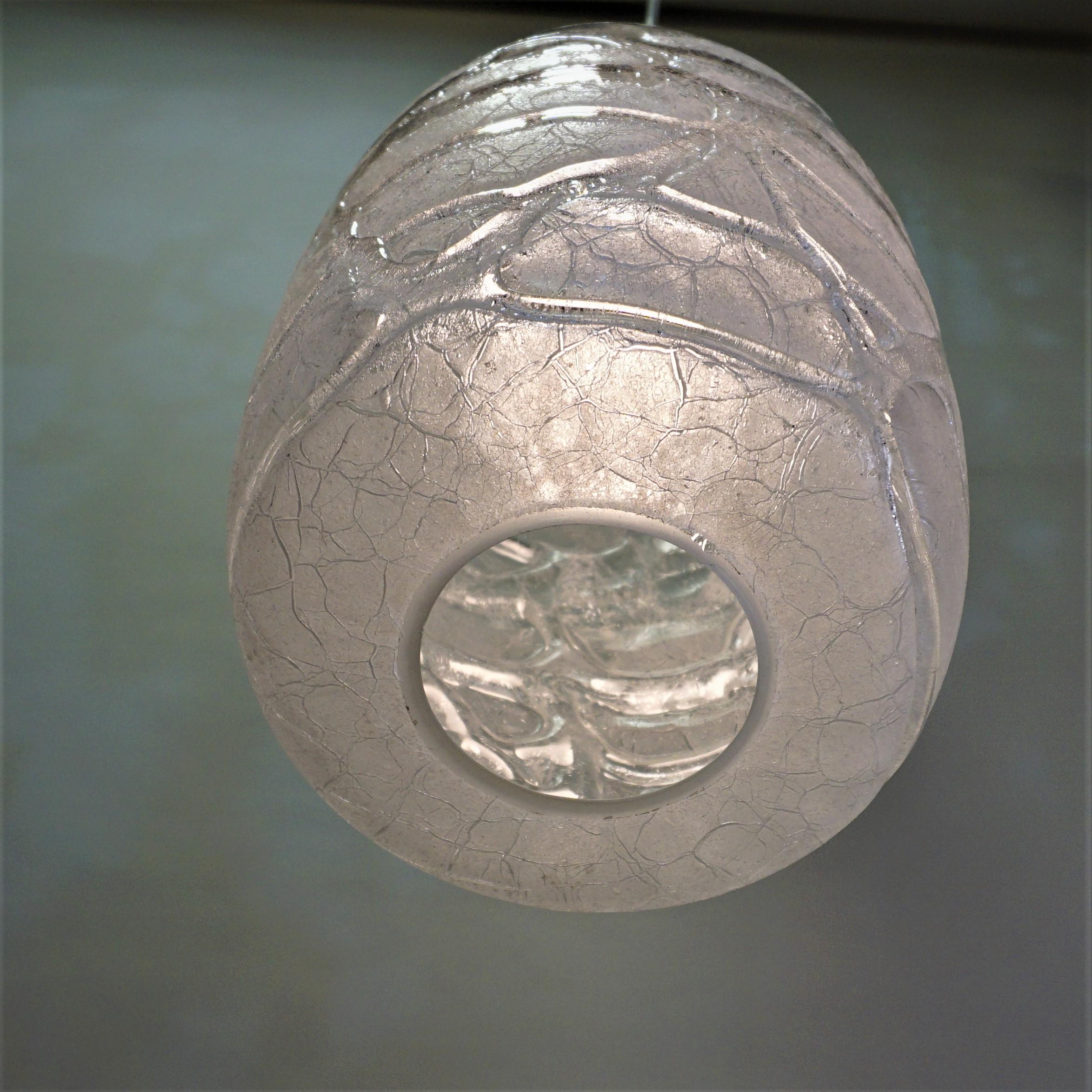 Pair of Italian 1970s Texture Glass Pendant 4