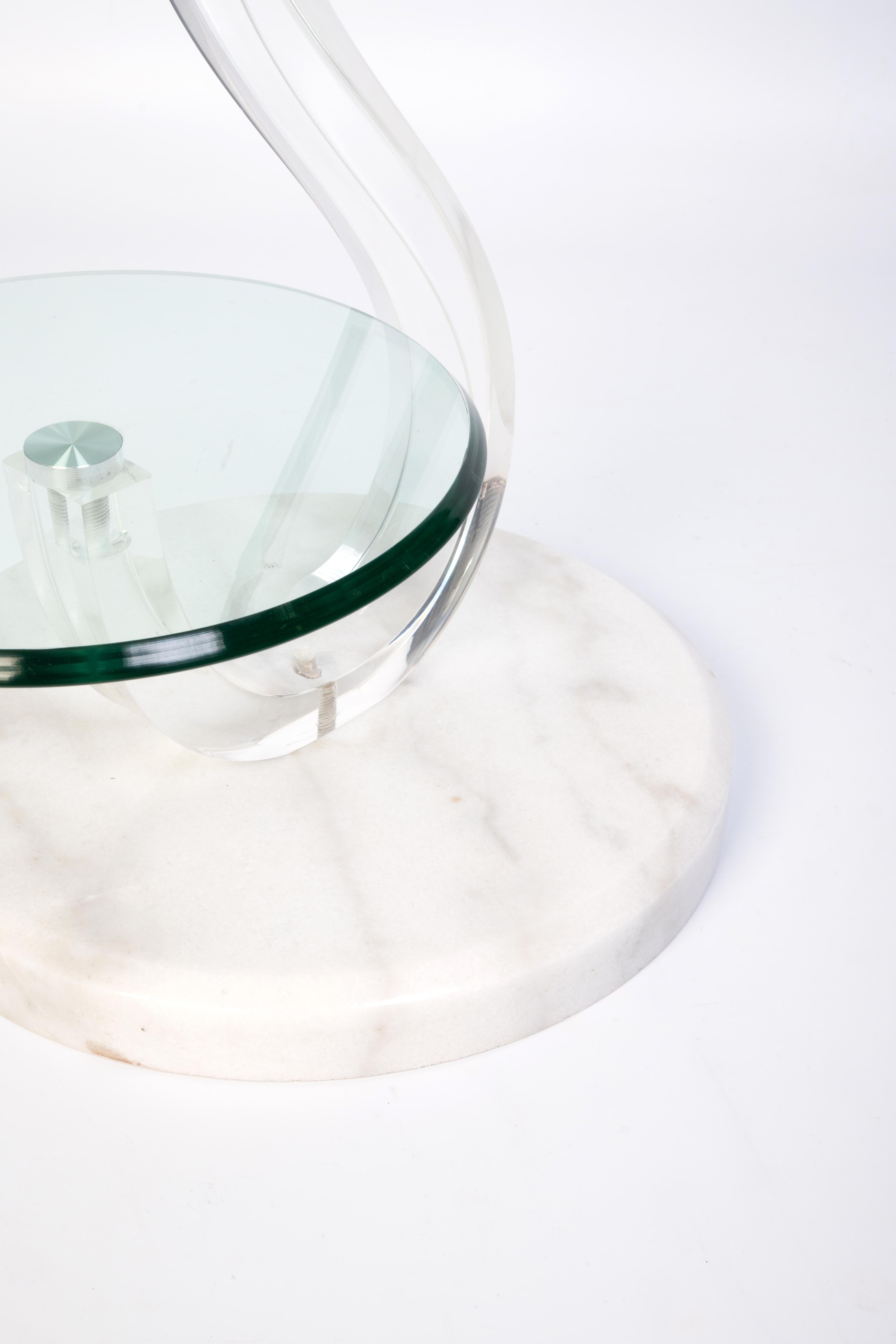 Pair of Italian 1980’s Glass And marble Two-Tier Circular Side Tables For Sale 8
