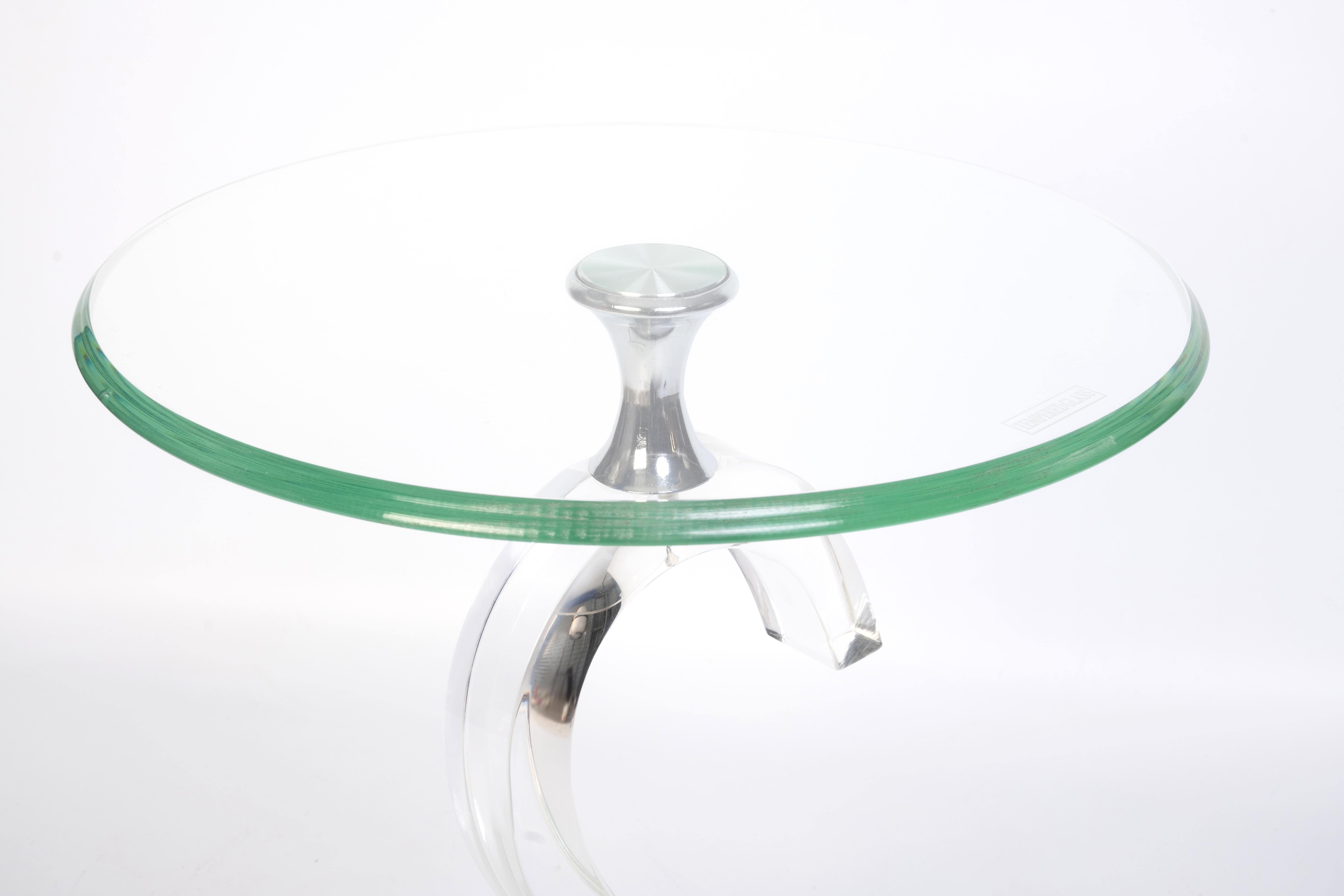 Pair of Italian 1980’s Glass And marble Two-Tier Circular Side Tables For Sale 9
