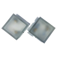 Pair of Italian 1980s High Style Flush Ceiling Lights