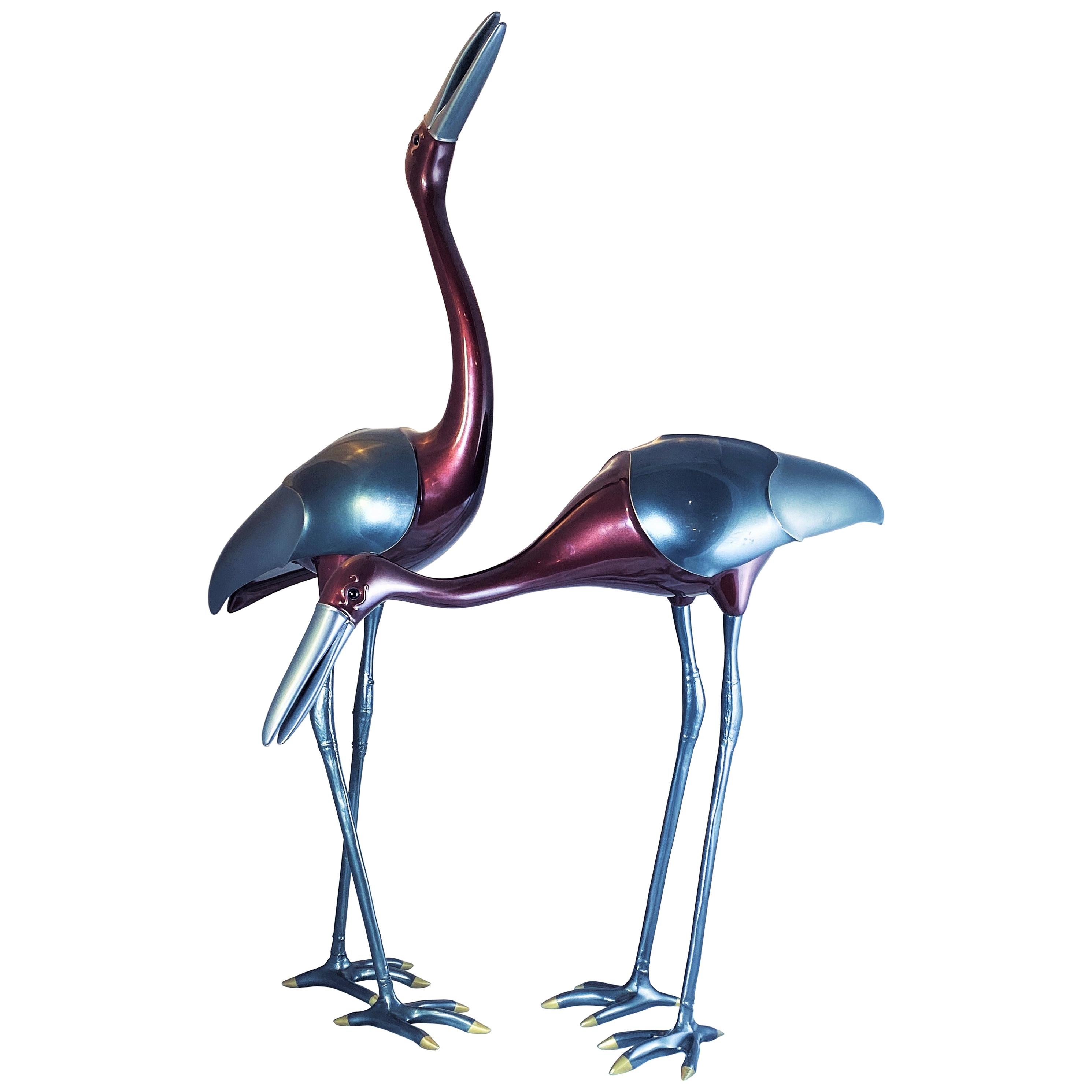 Pair of Italian 1980s Life-Sized Modern Flamingos For Sale