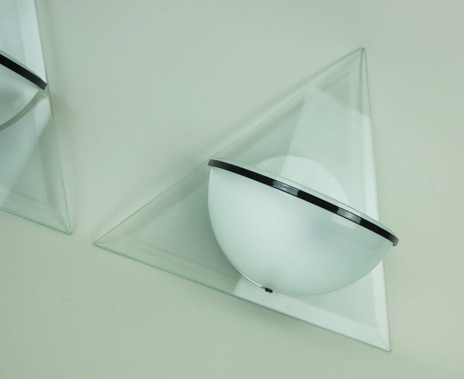 par de SCONCES italianos de cristal de los años 80 lamperti design alberto podestà model illo en venta 3