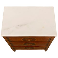 Pair Of Italian 19th c. Louis XVI St. Tulipwood, Fruitwood, & Mahogany Commodes